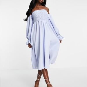 ASOS Shirred Off The Shoulder Dress
